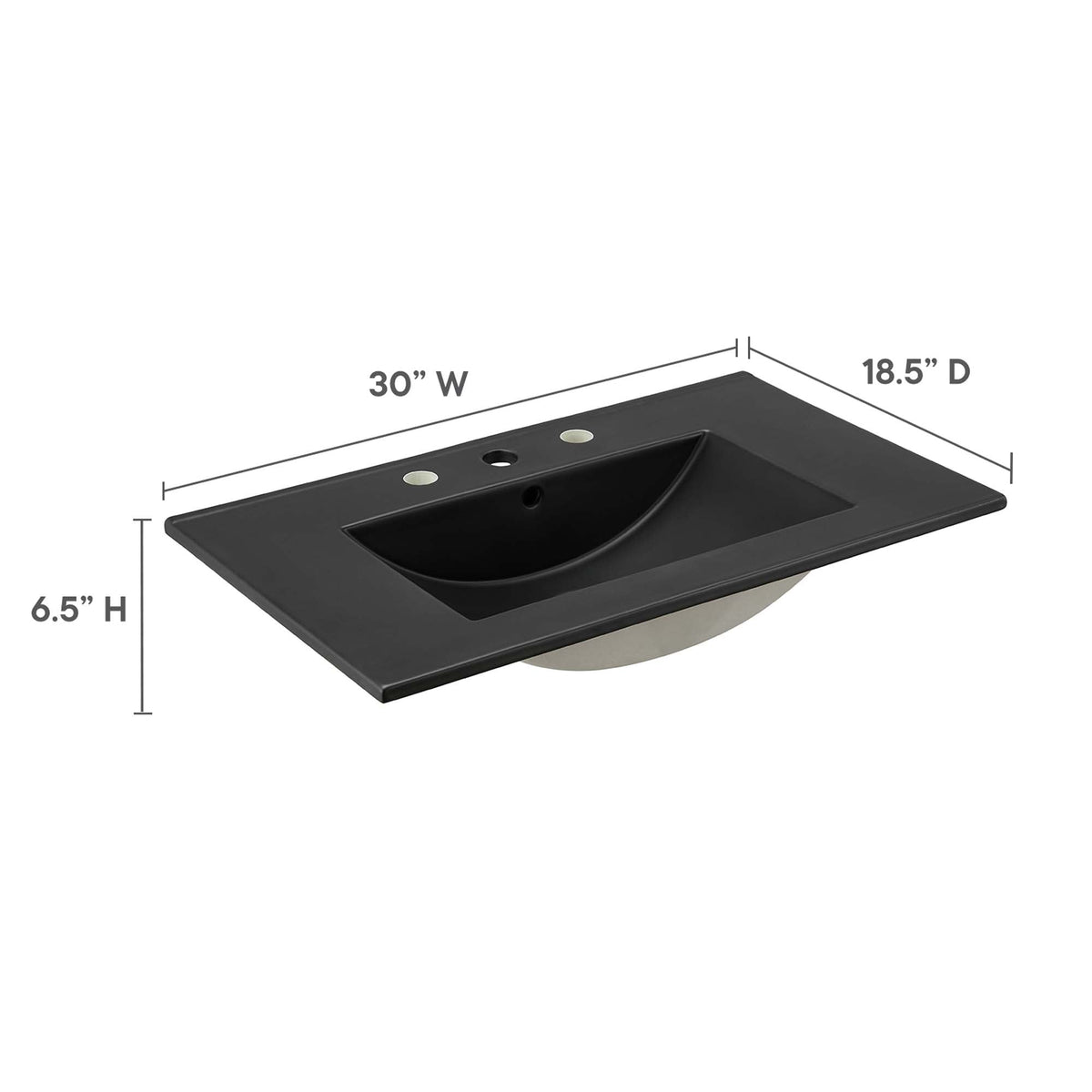 Cayman bathroom sink by Modway, black rectangular basin with 30W x 18.5D dimensions on Tampa Home & Garden Store