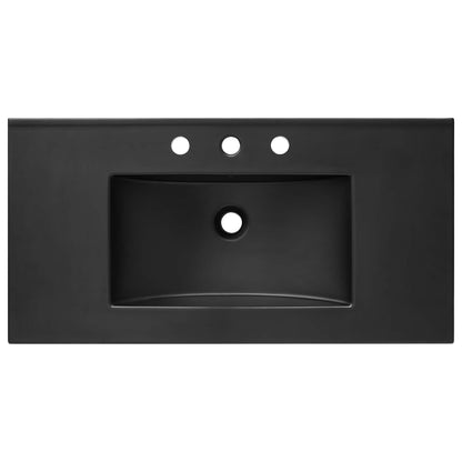 Cayman bathroom sink by Modway, black matte finish with three faucet holes and drain on Tampa Home & Garden Store