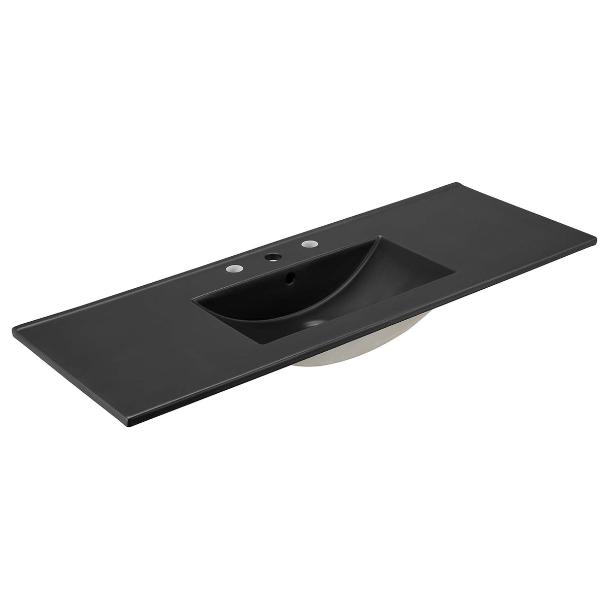 Cayman single basin bathroom sink by Modway, matte black with countertop and central drain on Tampa Home & Garden Store