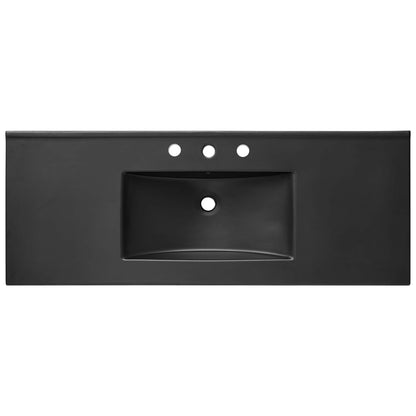 Cayman single basin bathroom sink back view in black with mounting holes by HouseOfZazla on Tampa Home & Garden Store