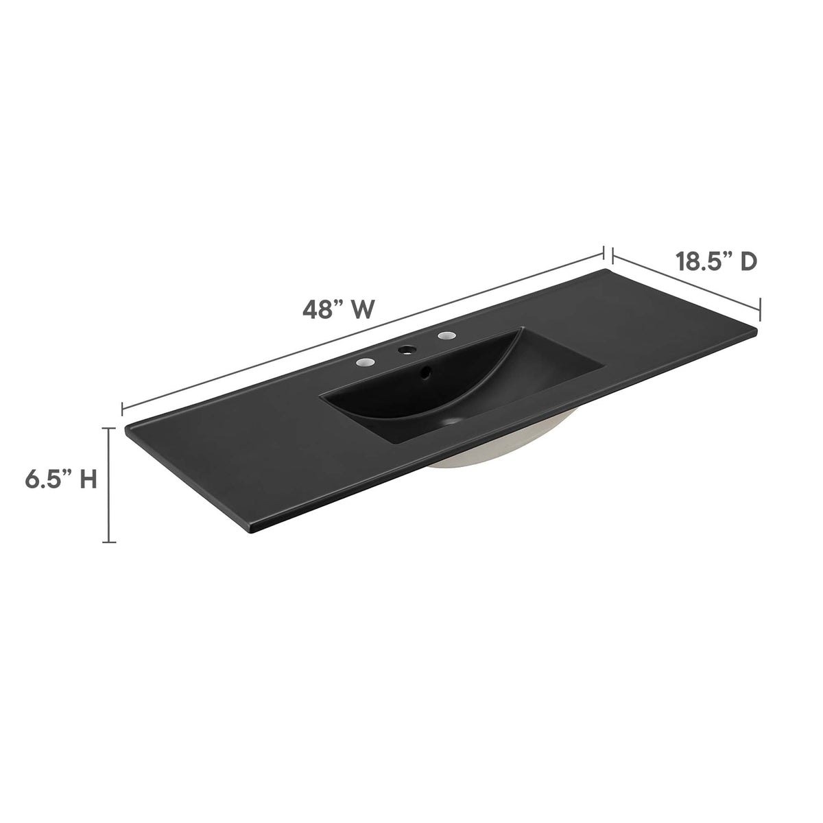 Black Cayman single basin bathroom sink with rectangular integrated basin by Modway on Tampa Home & Garden Store
