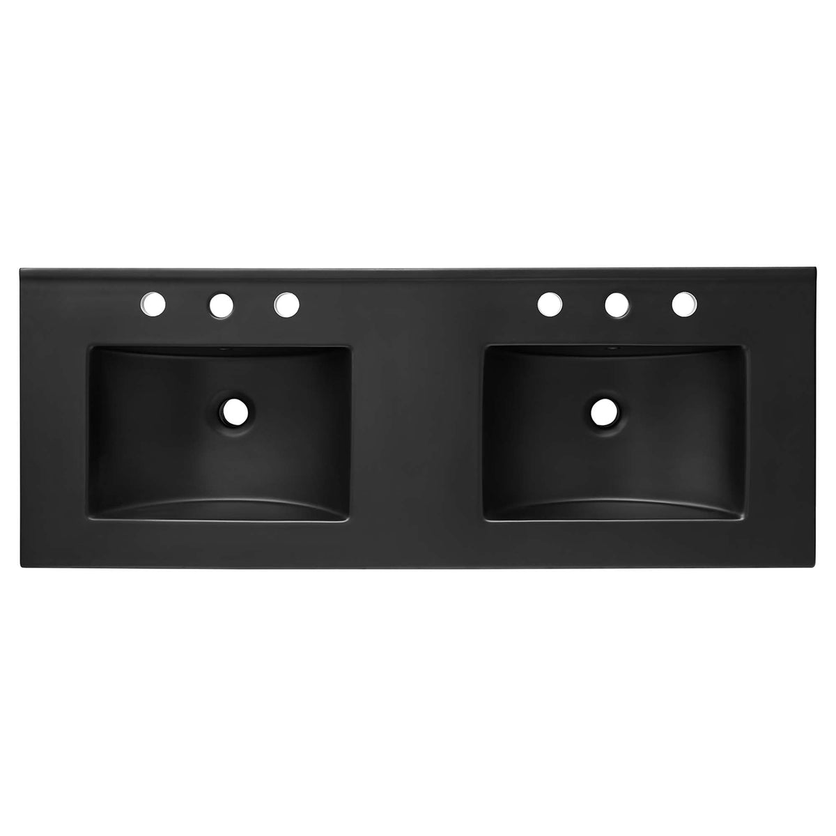 Cayman double basin bathroom sink by Modway, black finish with 2 inset bowls mounting holes on Tampa Home & Garden Store