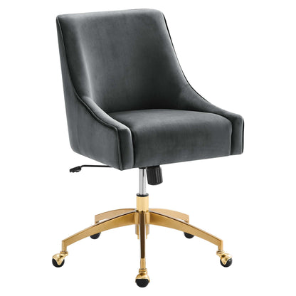 Discern Performance Velvet Office Chair gray velvet upholstery with gold base and casters on Tampa Home & Garden Store