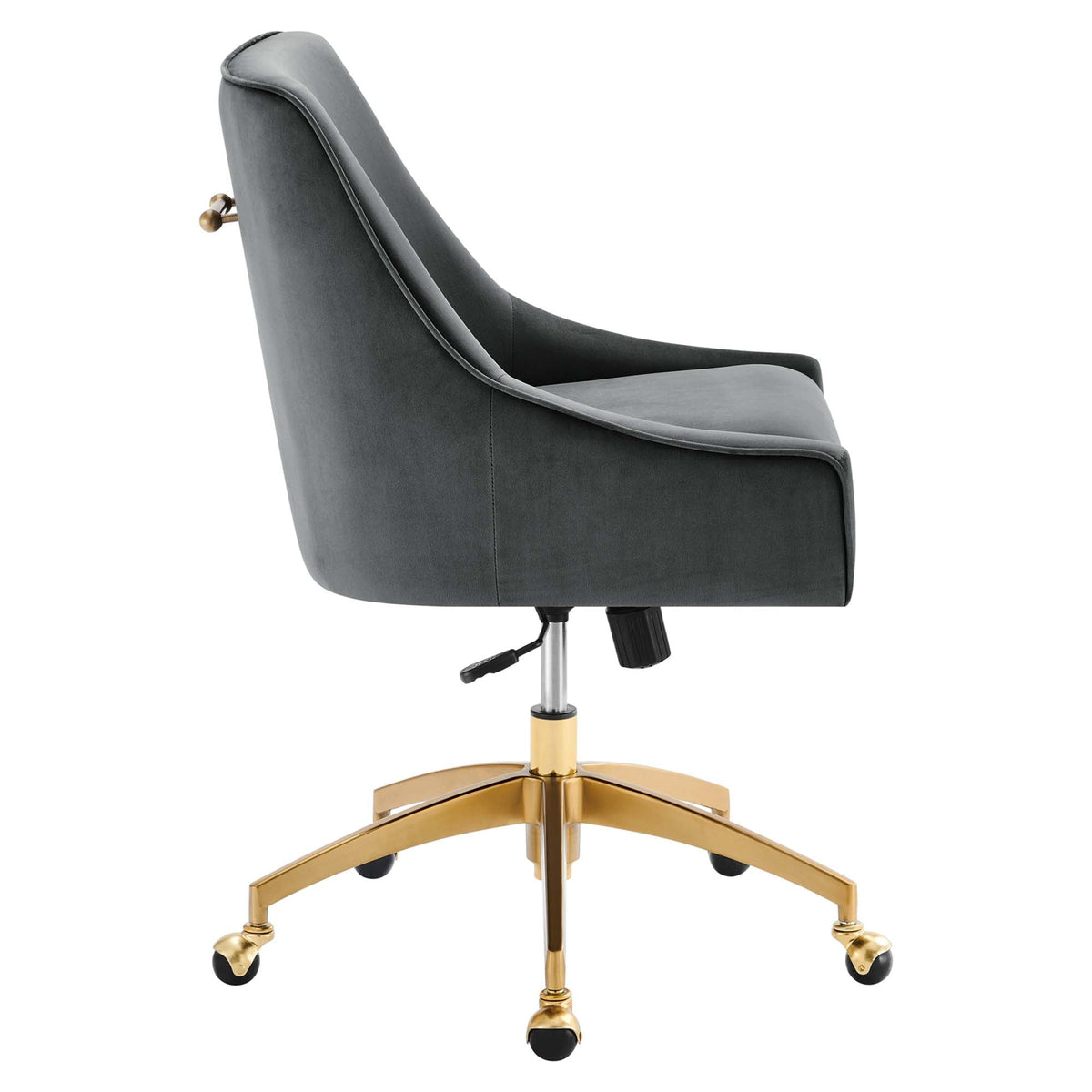Discern Performance Velvet Office Chair by Modway, gray velvet upholstery, gold-tone 5-star base on Tampa Home & Garden Store