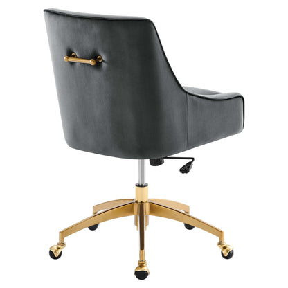 Discern Velvet Office Chair by Modway in gray with gold base and brass back bar on Tampa Home & Garden Store