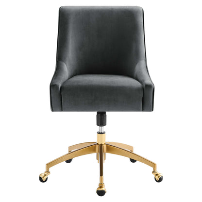 Discern Performance Velvet Office Chair by Modway gray velvet with gold-tone base on Tampa Home & Garden Store