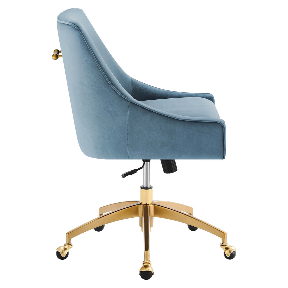 Modway Discern velvet office chair in blue with gold 5-star base and casters on Tampa Home & Garden Store