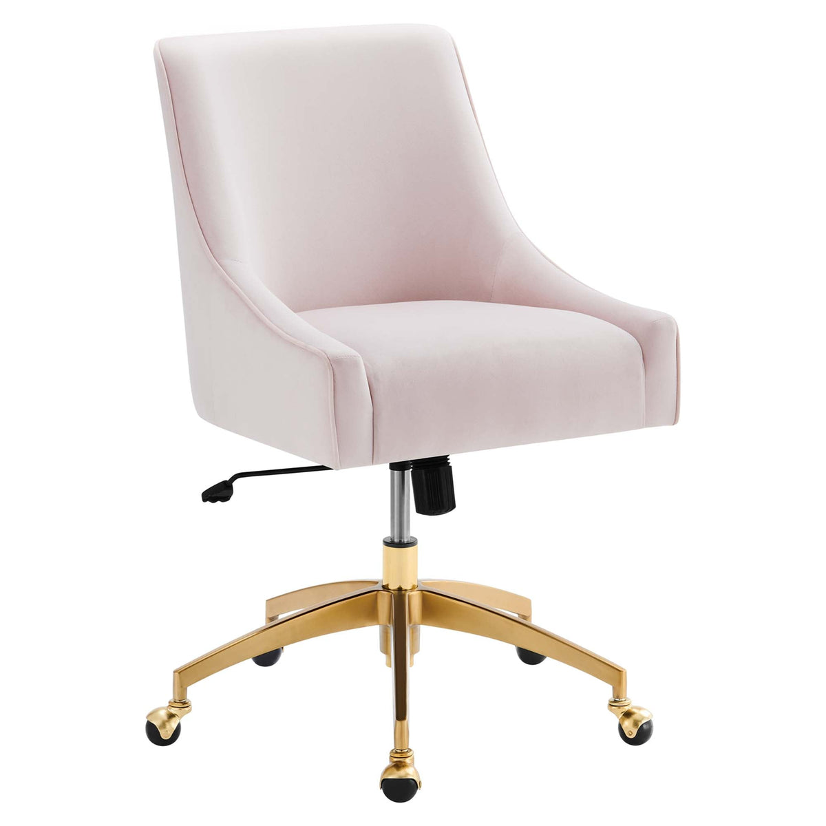 Discern Performance Velvet Office Chair by Modway in pink velvet with a gold base and casters on Tampa Home & Garden Store