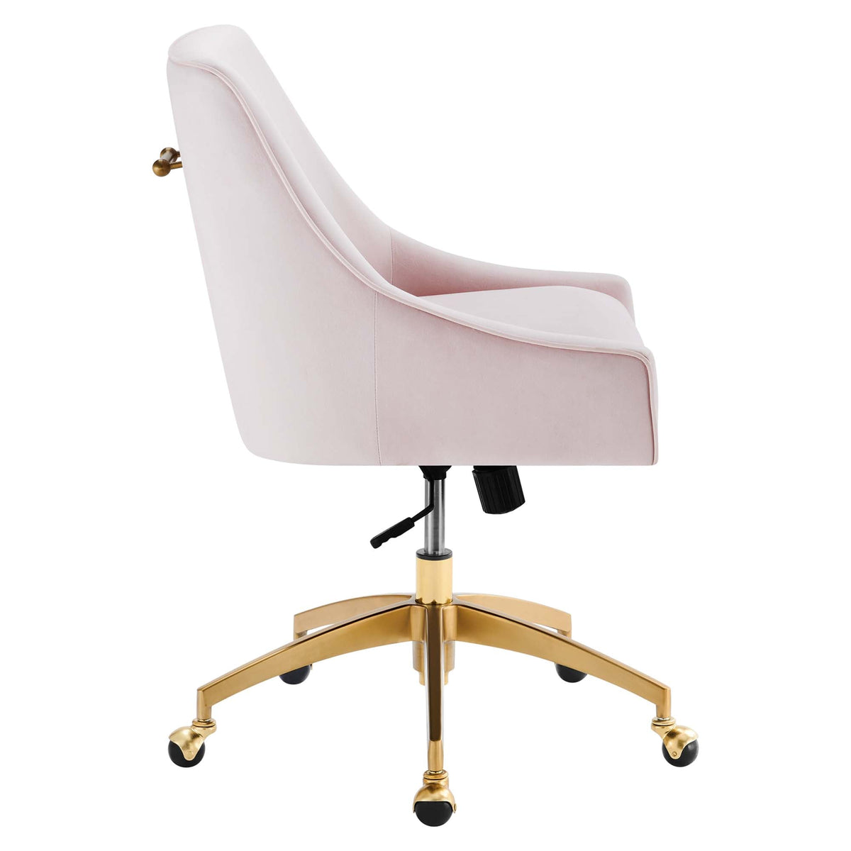 Modway Discern velvet office chair pink upholstery with a gold pedestal base and casters on Tampa Home & Garden Store