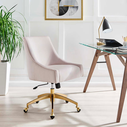 Discern Performance Velvet Office Chair by Modway, pink velvet with gold base on Tampa Home & Garden Store