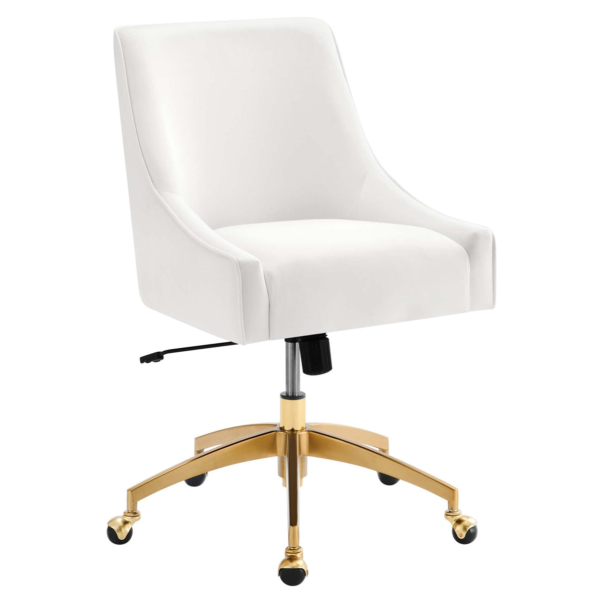 Discern Performance Velvet Office Chair white velvet with gold base and casters on Tampa Home & Garden Store