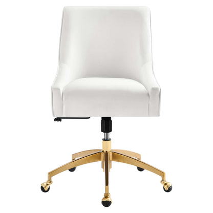 Discern Performance Velvet Office Chair white upholstery with gold base by Modway on Tampa Home & Garden Store