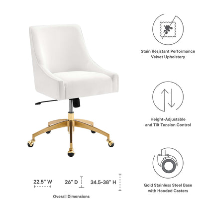 Discern Performance Velvet Office Chair by Modway white velvet upholstery with gold base on Tampa Home & Garden Store