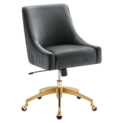 Discern Performance Velvet Office Chair in dark gray velvet with a gold-tone base on Tampa Home & Garden Store