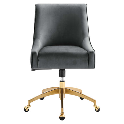 Discern Performance Velvet Office Chair by Modway gray velvet upholstery with gold base on Tampa Home & Garden Store