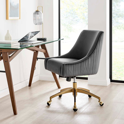 Discern Performance Velvet Office Chair by Modway in gray velvet with gold base and casters on Tampa Home & Garden Store