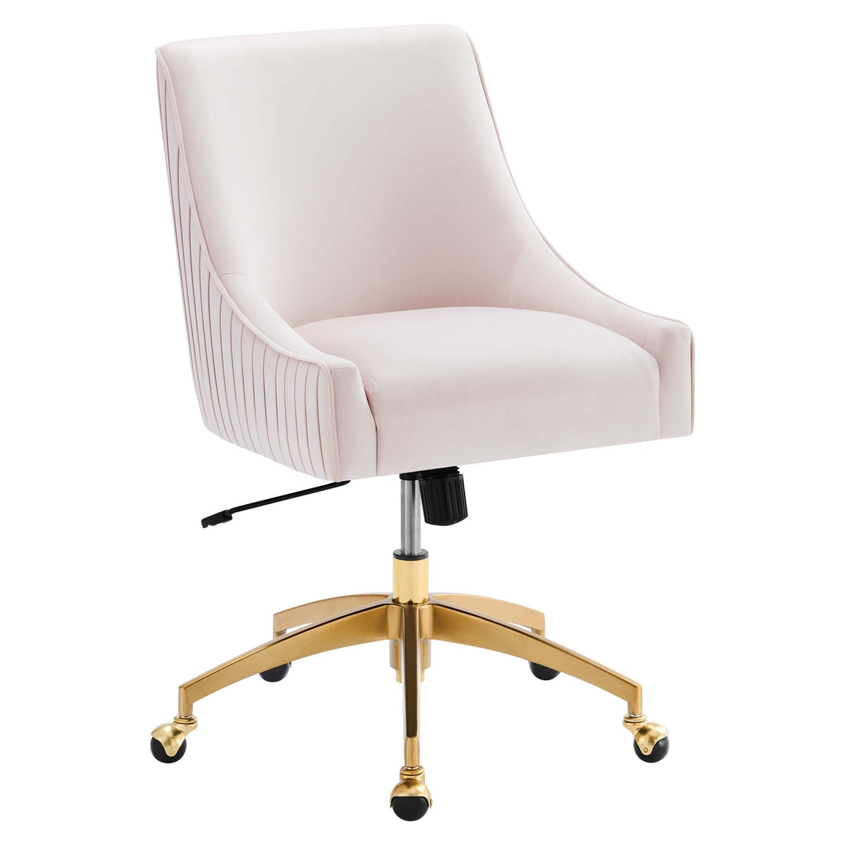 Discern Performance Velvet Office Chair by Modway in pale pink velvet with pleated sides on Tampa Home & Garden Store