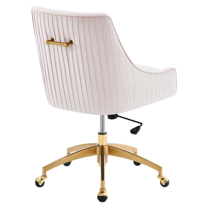 Discern Performance Velvet Office Chair pink velvet with vertical channels and gold base on Tampa Home & Garden Store