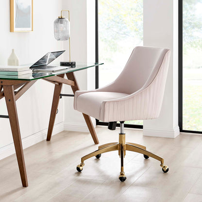 Modway Discern Performance Velvet Office Chair in pink velvet with gold base on Tampa Home & Garden Store