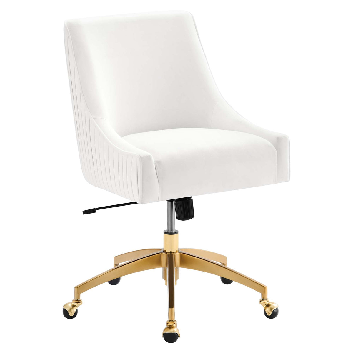Discern Performance Velvet Office Chair white velvet upholstery with gold base adjustable on Tampa Home & Garden Store