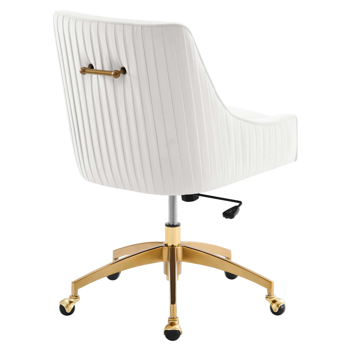 Discern Performance Velvet Office Chair white velvet with channel tufting and gold base on Tampa Home & Garden Store