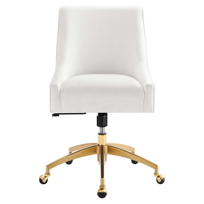 Discern Performance Velvet Office Chair white upholstery with gold-tone base on Tampa Home & Garden Store
