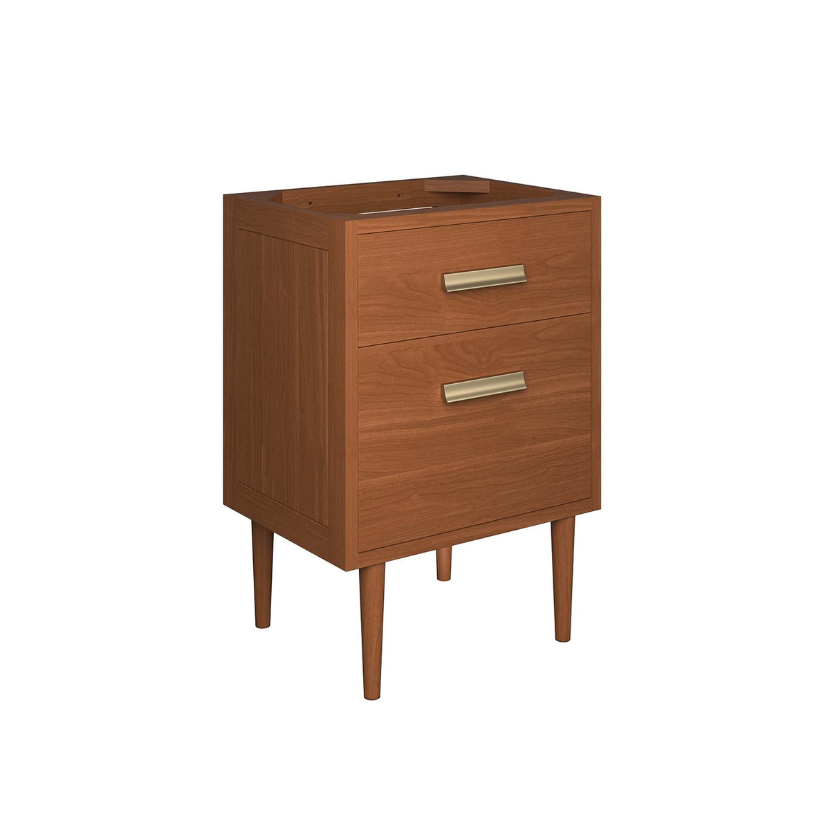 Cassia 24in teak wood bathroom vanity with drawers and brushed metal handles on Tampa Home & Garden Store