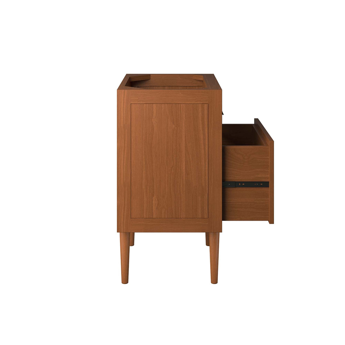 Cassia 24in teak wood bathroom vanity cabinet by Modway with door and open sink area on Tampa Home & Garden Store