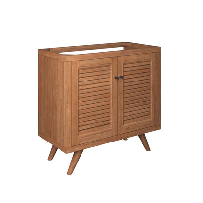 Birdie 36in teak wood bathroom vanity cabinet with louvered doors and legs HouseOfZazla on Tampa Home & Garden Store