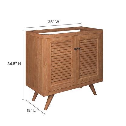 Birdie 36in teak bathroom vanity cabinet with louvered doors and black knobs HouseOfZazla on Tampa Home & Garden Store