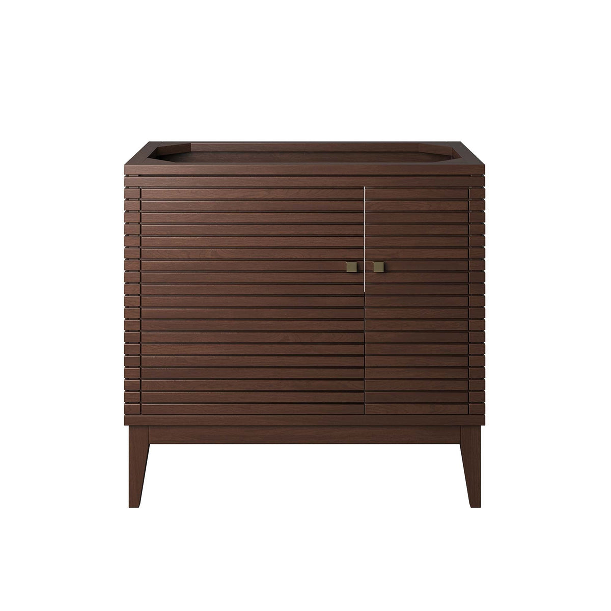 Ledger 36in wood bathroom vanity cabinet with dark brown slatted and recessed sink opening on Tampa Home & Garden Store