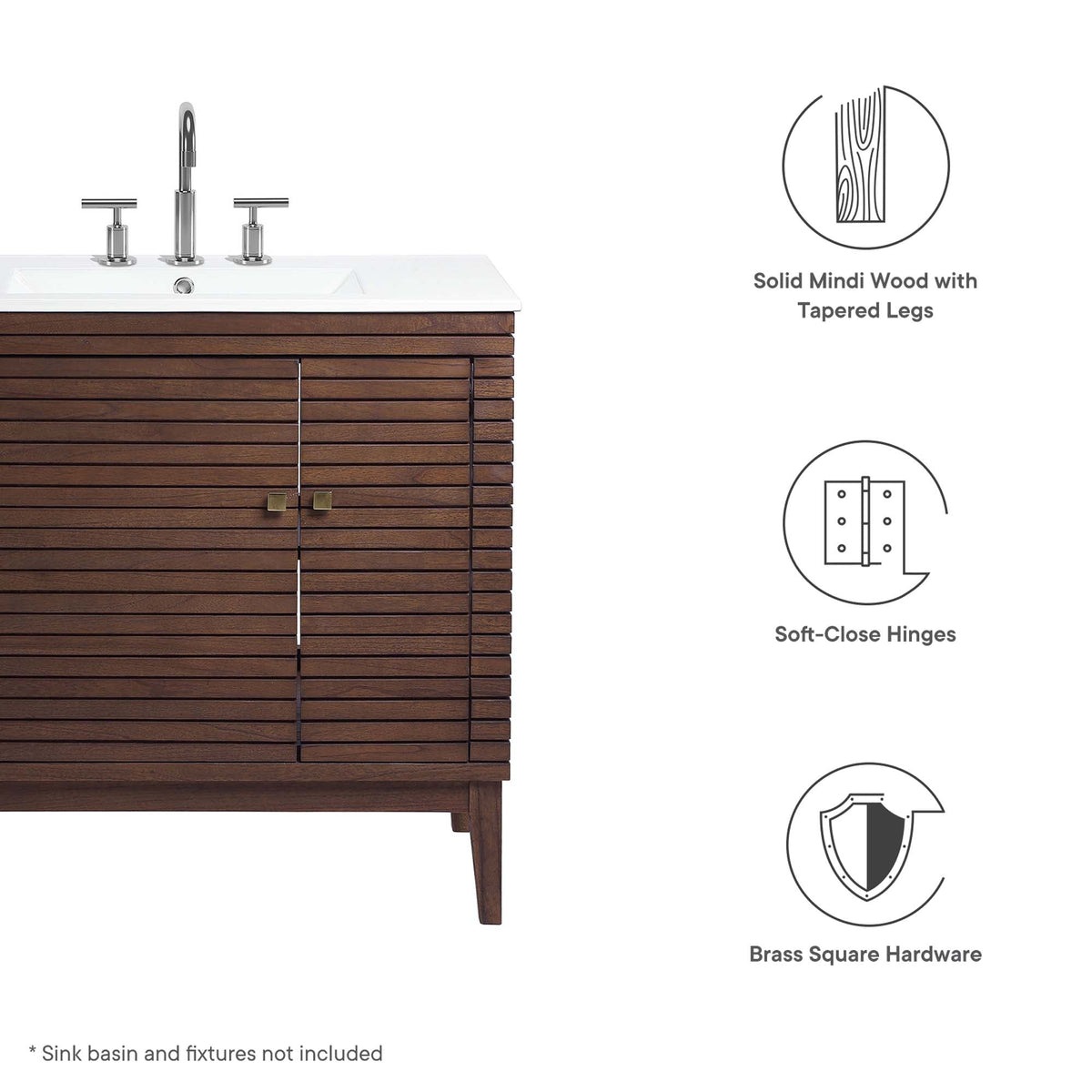 Ledger 36in wood vanity by Modway countertop, chrome faucet, tapered legs; sink not included on Tampa Home & Garden Store