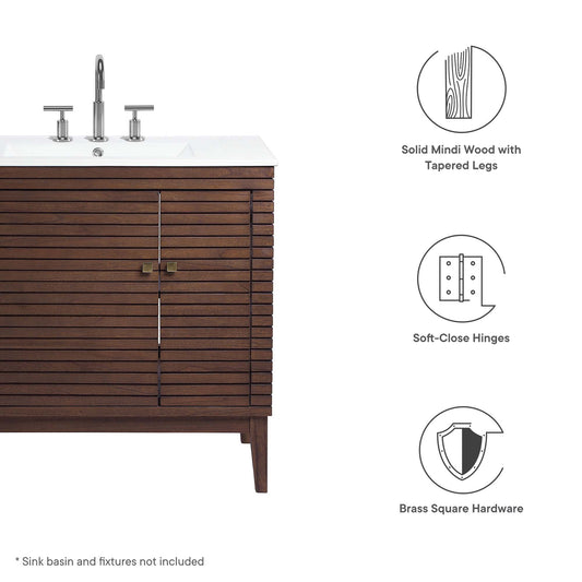 Ledger 36in wood vanity by Modway countertop, chrome faucet, tapered legs; sink not included on Tampa Home & Garden Store