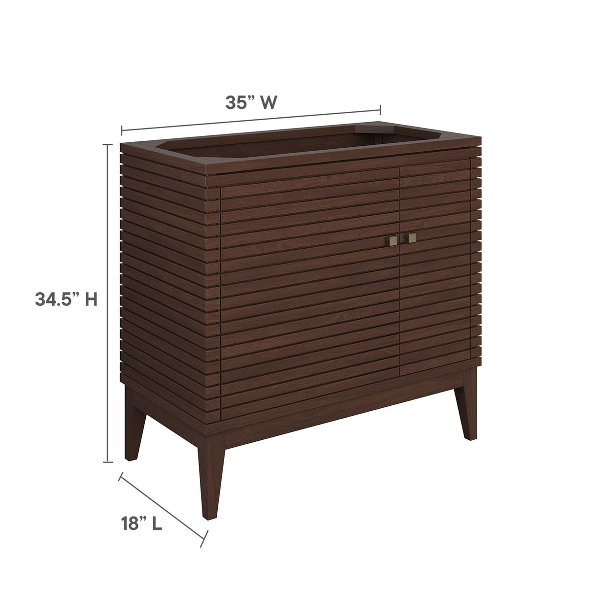 Ledger 36in wood bathroom vanity cabinet in dark brown with slats by HouseOfZazla on Tampa Home & Garden Store