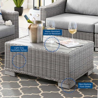 Conway 4-Piece Outdoor Wicker Rattan Sofa Set in light gray synthetic rattan with cushions on Tampa Home & Garden Store
