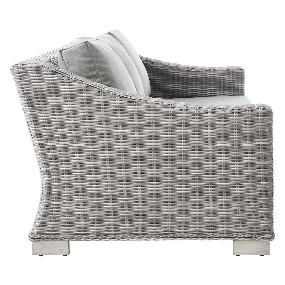 Conway 4-Piece Outdoor Wicker Sofa Sectional with light gray cushions, rattan weave on Tampa Home & Garden Store
