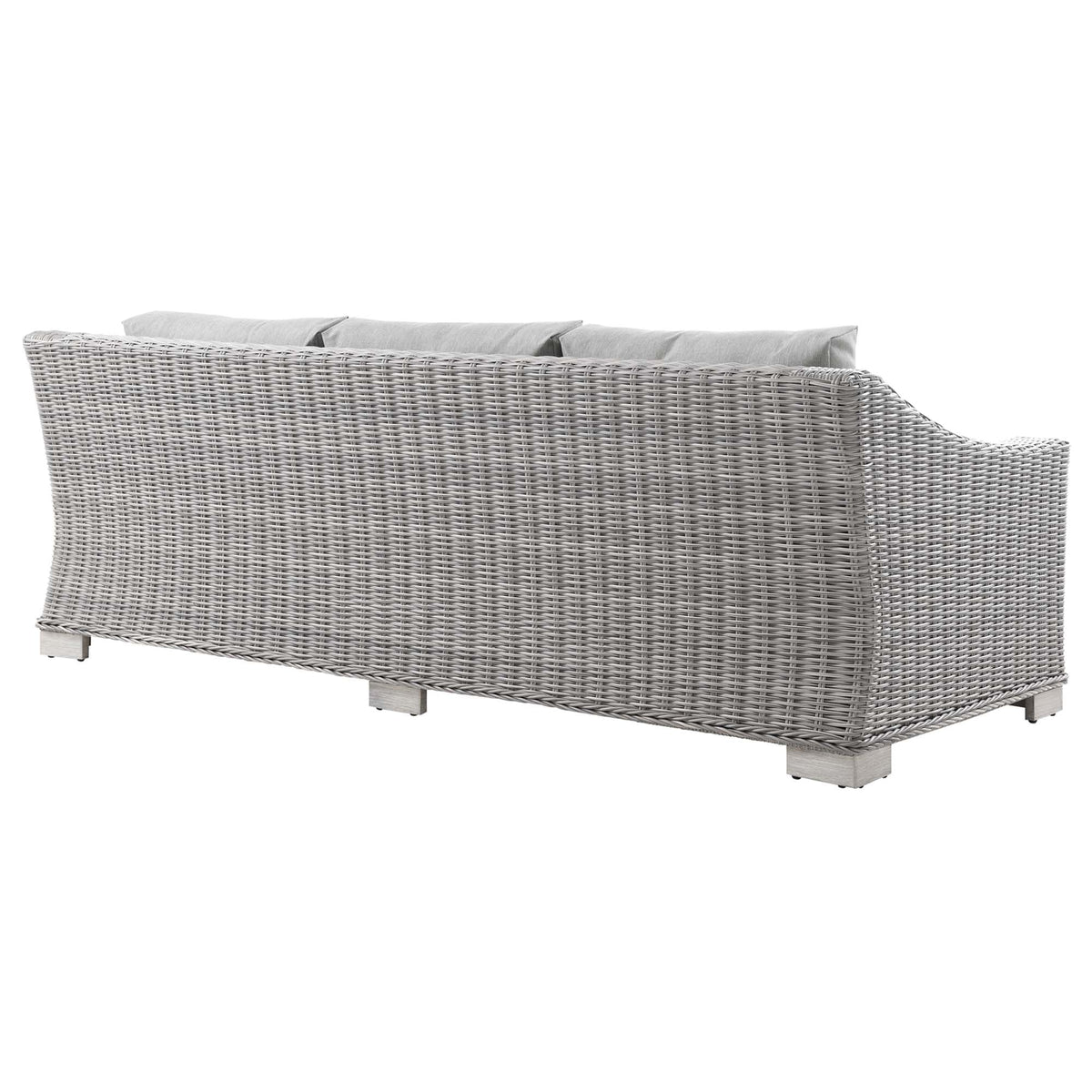 Conway 4-Piece Outdoor Patio Wicker Rattan Sofa Set by Modway in gray wicker with light gray cushions on Tampa Home & Garden Store