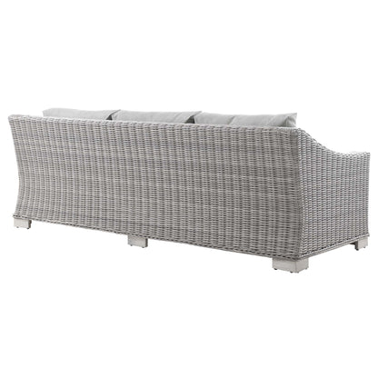 Conway 4-Piece Outdoor Patio Wicker Rattan Sofa Set by Modway in gray wicker with light gray cushions on Tampa Home & Garden Store