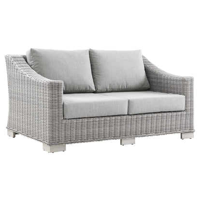 Conway 4-Piece Outdoor Patio Wicker Rattan Sofa Sectional with gray cushions by Modway on Tampa Home & Garden Store