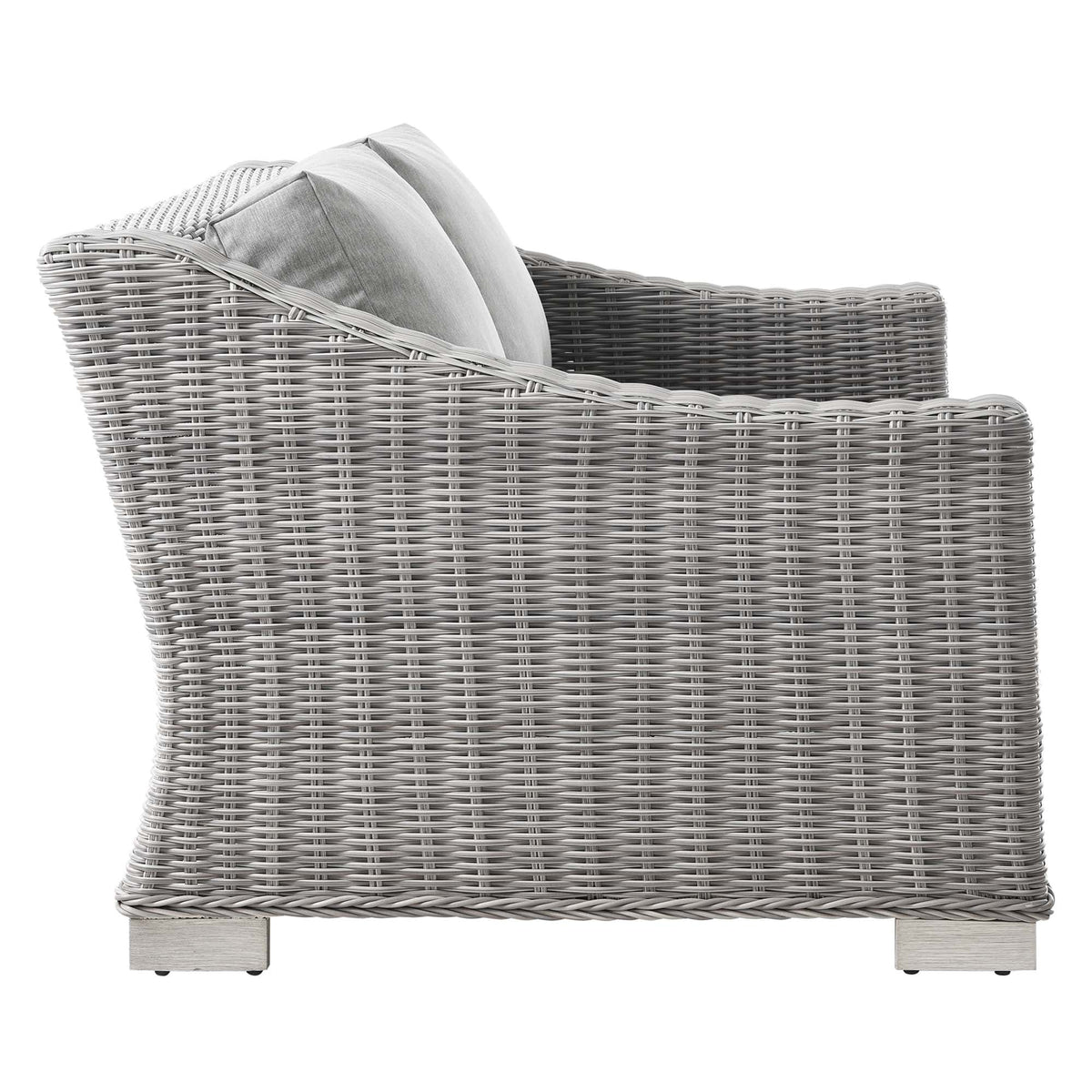 Conway 4-Piece Outdoor Wicker Rattan Sofa Sectional gray with light cushions HouseOfZazla on Tampa Home & Garden Store