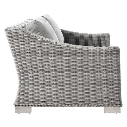 Conway 4-Piece Outdoor Wicker Rattan Sofa Sectional gray with light cushions HouseOfZazla on Tampa Home & Garden Store