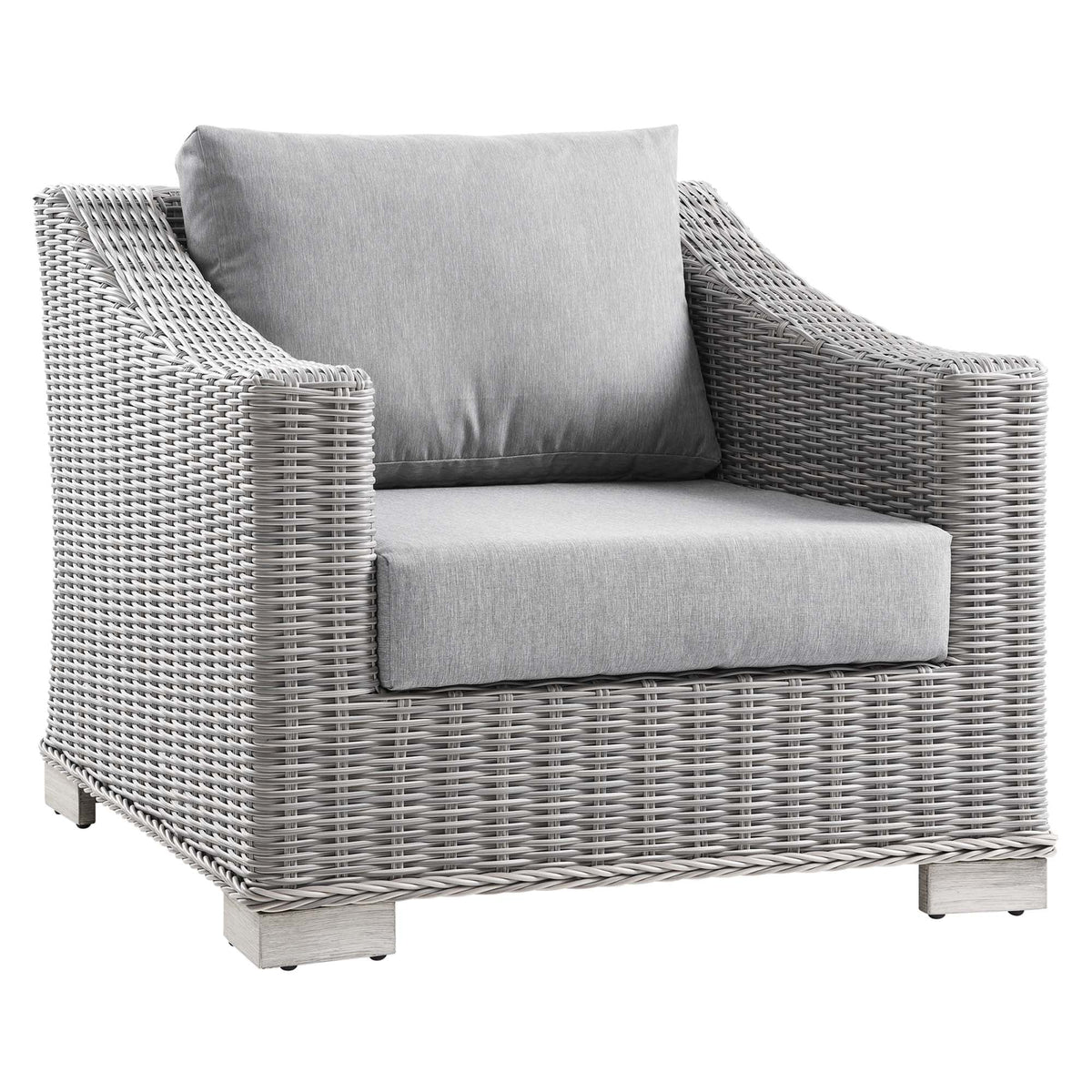 Conway 4-Piece Outdoor Wicker Sofa Set with gray cushions by HouseOfZazla on Tampa Home & Garden Store