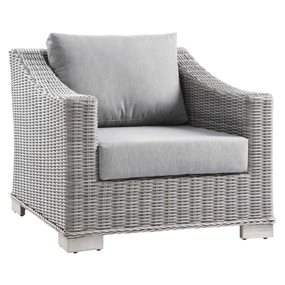 Conway 4-Piece Outdoor Wicker Sofa Set with gray cushions by HouseOfZazla on Tampa Home & Garden Store