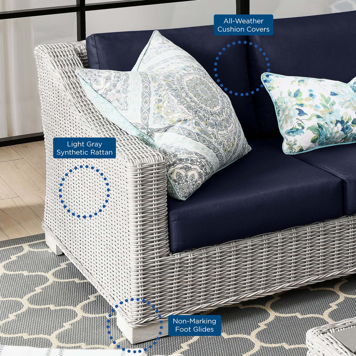 Conway 4-Piece Outdoor Sofa Set in light gray synthetic rattan by HouseOfZazla on Tampa Home & Garden Store
