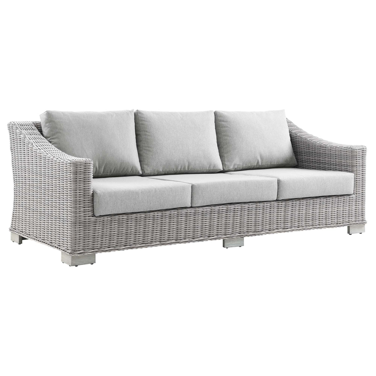 Modway Conway 4-Piece outdoor patio wicker set with light gray cushions, woven rattan on Tampa Home & Garden Store