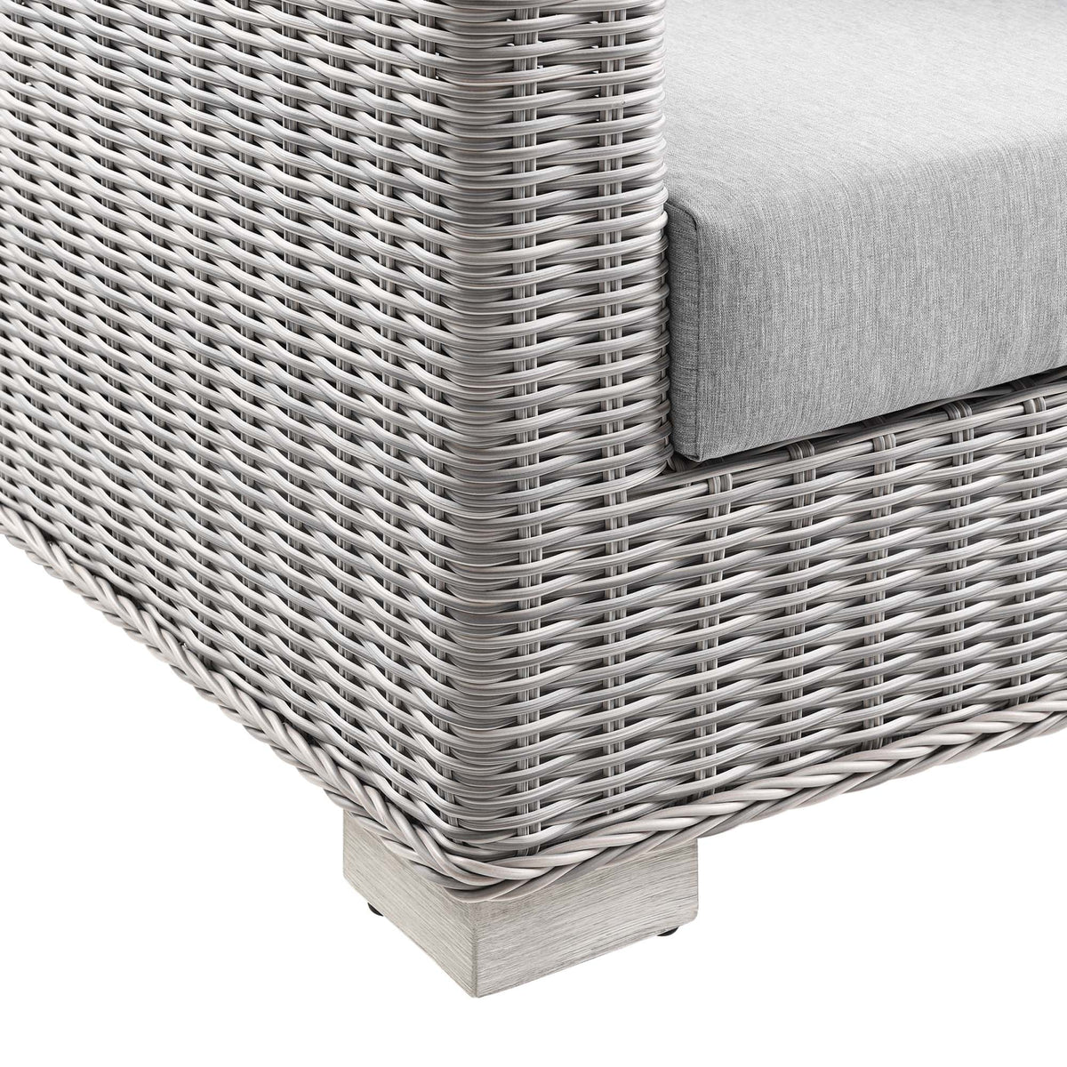 Conway 4-Piece outdoor wicker rattan furniture set with gray cushions on Tampa Home & Garden Store