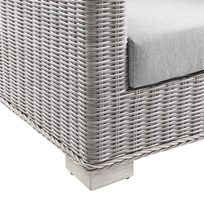 Conway 4-Piece outdoor wicker rattan furniture set with gray cushions on Tampa Home & Garden Store