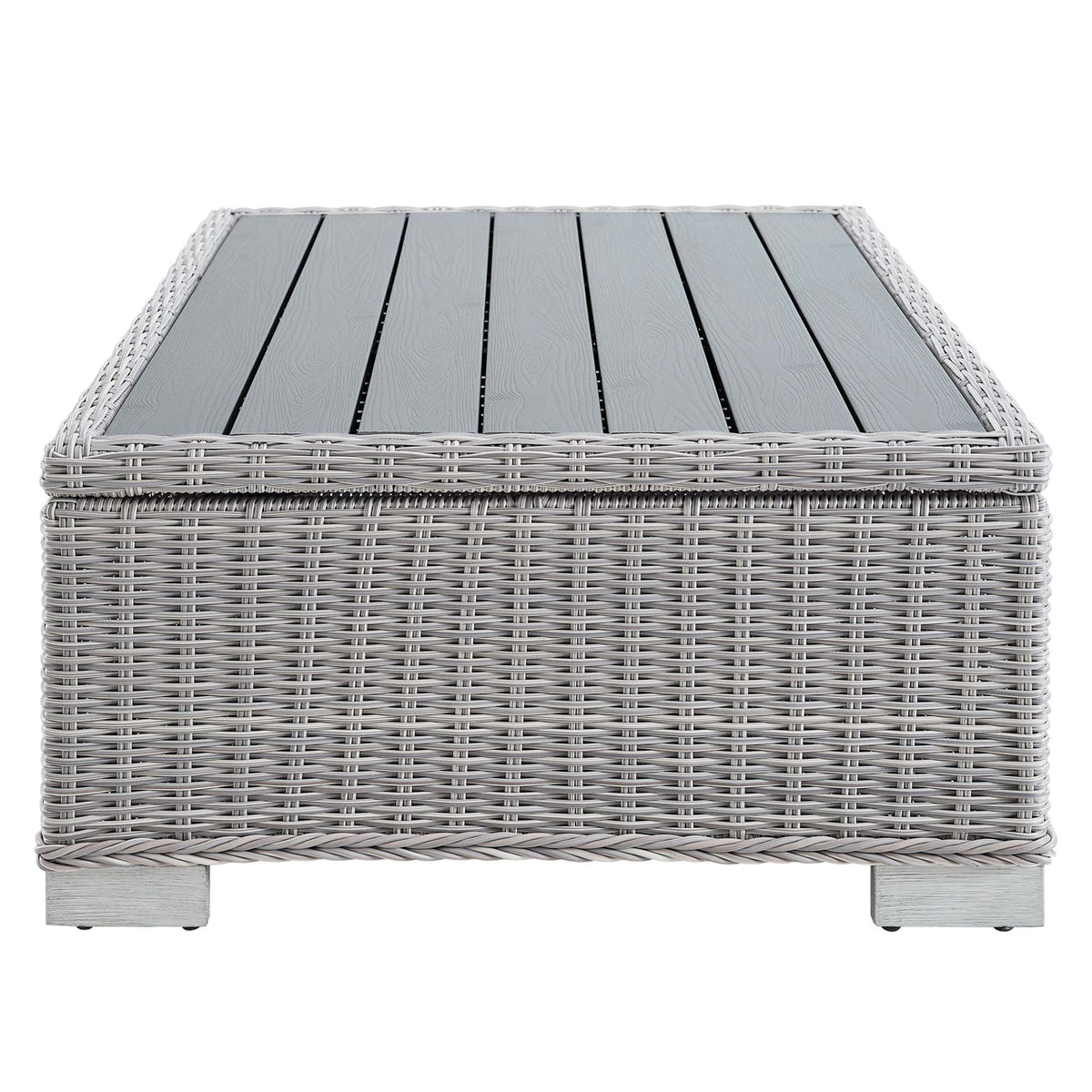 Conway 4-Piece Outdoor Wicker Rattan Patio Set by Modway coffee table with gray slatted top on Tampa Home & Garden Store