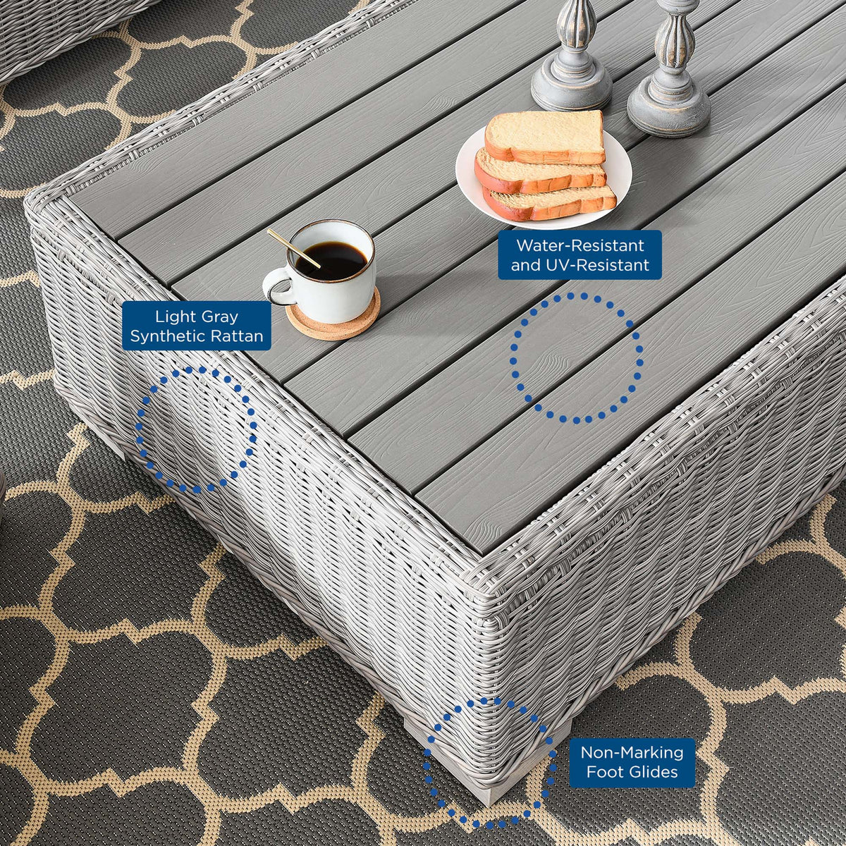 Conway 4-Piece Outdoor Patio Wicker Rattan Furniture Set by Modway, light gray synthetic rattan on Tampa Home & Garden Store