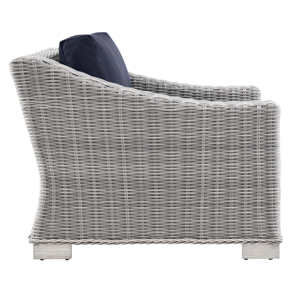Conway 4-Piece Outdoor Patio Wicker Rattan sofa sectional with navy cushions on Tampa Home & Garden Store